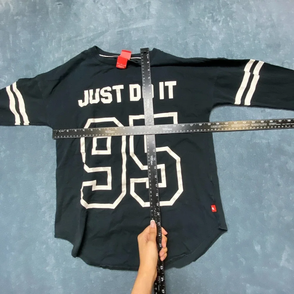 Nike Shirt Womens M Black Cotton Just Do It #95 Spell Out 3/4 Sleeve Pullover